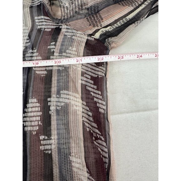 Nic + Zoe Women L Silk Sheer Y2K Indie Boho Blouse Top Geo Print Workwear Office - Picture 9 of 11